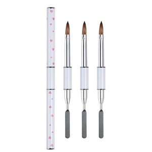 GUYO – Pinceau acrylique double embout blanc avec motif cœur rose en pur Kolinsky et spatule de mélange, personnalisable avec logo – Vente en gros - Product Image 2