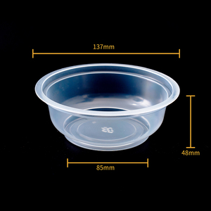 Trong suốt cấp thực phẩm dùng một lần bát tròn nhựa nóng súp PP bữa ăn chuẩn bị container với nắp tấm & bát loại - Product Image 2