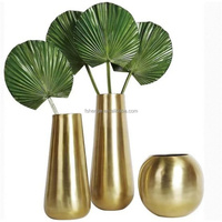 Vase à fleurs moderne en acier inoxydable, luxe nordique, de haute qualité, pot de fleurs doré d'intérieur, lumières LED, grands pots de fleurs pour l'extérieur