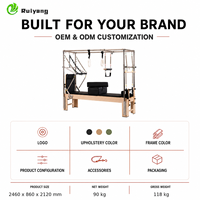Vente directe usine : Reformer Pilates 5 pièces en chêne, durable, personnalisable, de haute qualité, écologique et réglable, pour studio de Pilates et de yoga, en gros.