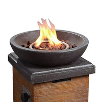 Table de jardin élégante avec foyer au propane, colonne de foyer au gaz 40000 BTU, design autoportant écologique pour terrasse décorative