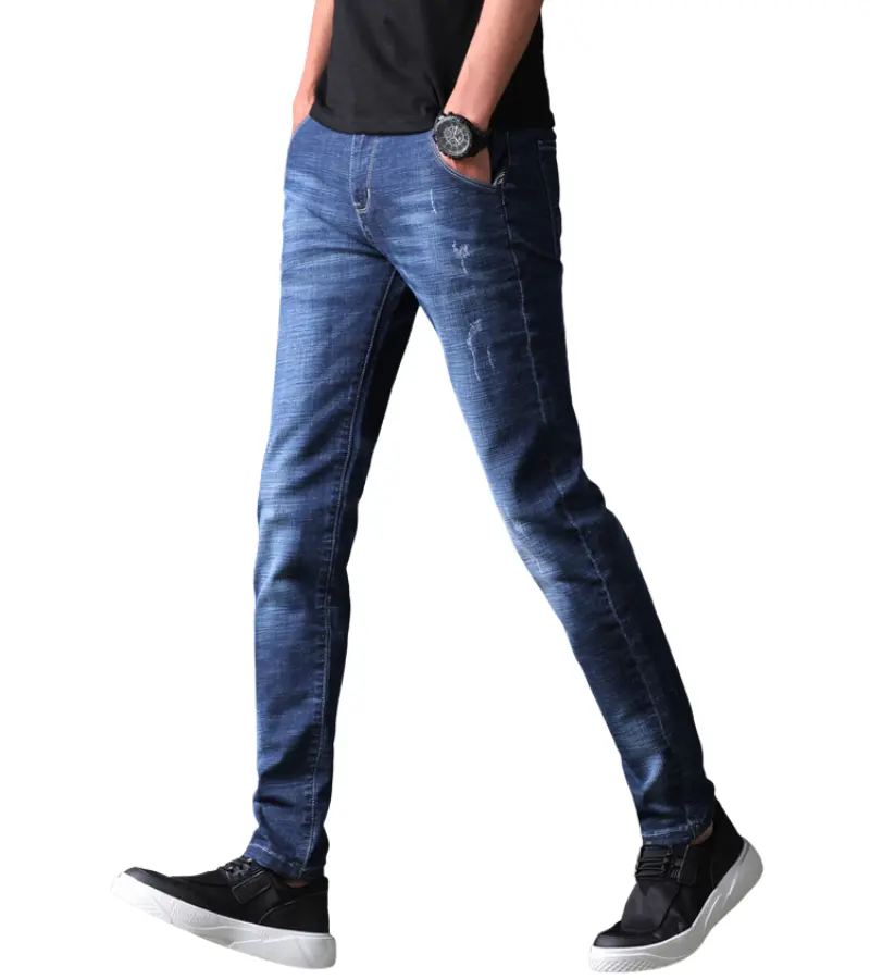 Plus Size Denim Pant High Waist Skinny Trousers Fashion Blue Jean For Man