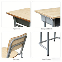 Chaises et tables d'école primaires et secondaires pas chères de Roumanie, mobilier de classe en bois, ensemble de bureaux pour étudiants