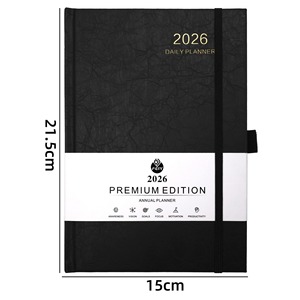 Agenda 2026 en cuir, reliure cousue, format A5, calendrier d'efficacité, livre de stock, agenda anglais transfrontalier, personnalisation - Product Image 6