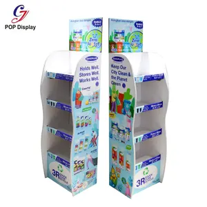 Siêu thị khuyến mãi tùy chỉnh 4 Tier cửa hàng bán lẻ các tông đứng lên hiển thị sàn giấy miễn phí Standee Rack cho cup rượu chai - Product Image 1