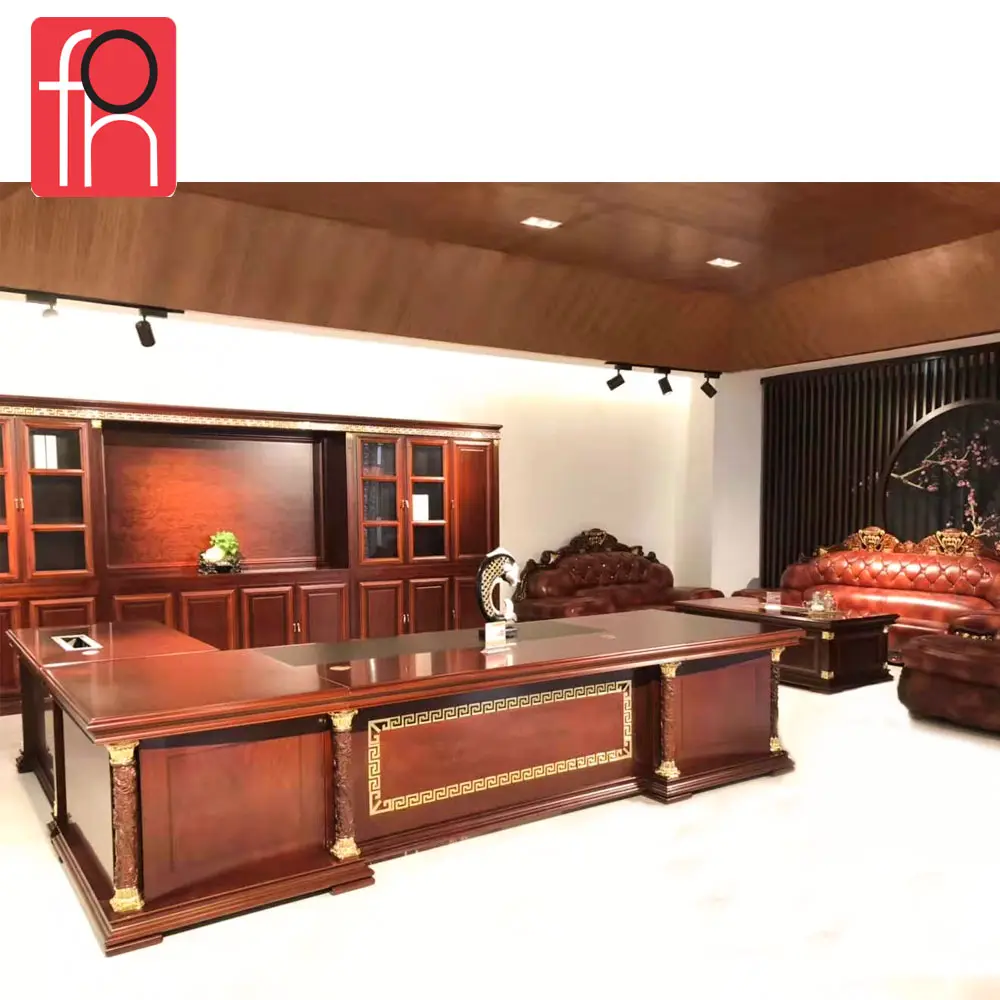 מנכ"ל מנהל Guanghzou שם מותג משרד ריהוט מודרני עיצוב הנהלת אקו שולחן משרד בניין מוצק עץ, עץ מלא עץ