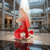 Escultura de Fibra de Vidrio Abstracta Grande Personalizada, Estatua de Arte Moderna con Curvas Huecas, Impermeable, para Plaza Comercial, Ciudad