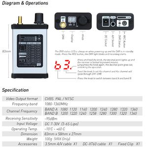 Carte VRX RUSHFPV V2 1.2G/1.3G avec enregistrement DVR et antenne polarisée circulairement pour course RC longue portée en métal et plastique - Product Image 6