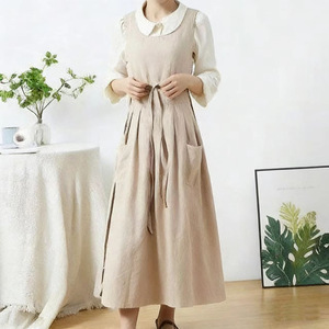<span class=keywords><strong>Tablier</strong></span> en coton transfrontalier, style européen et américain, version coréenne, <span class=keywords><strong>grande</strong></span> <span class=keywords><strong>taille</strong></span>, style japonais, avec bretelles et fentes gauche et droite, <span class=keywords><strong>robe</strong></span> tendance - Product Image 3