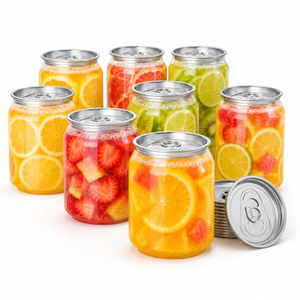 202# 350ml 12oz Food Grade PET Clear Soda <b>Beer</b> Cans Empty <b>Plastic</b> Beverage Juice <b>Bottles</b> with Easy Open Aluminum Lid - Product Image 1