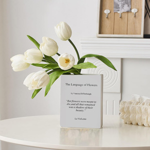 Modern Transparent Book <strong>Vase</strong> Bookish Gifts For Living Room Home Decoration Floral Decor On Bookshelf - Product Image 4
