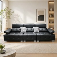 Canapé 3 places multifonctionnel en cuir écologique avec cadre en bois massif, style moderne et minimaliste, idéal pour appartement, bureau à domicile ou hôtel - Vente en gros