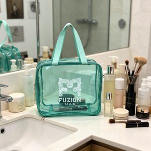 Wholesale 12inch Green Waterproof <b>Toiletry</b> Bag Transparent PVC Wash Bag Portable Cosmetic Makeup Bag for Travel - Product Image 3