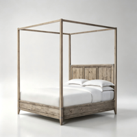 Cama de Cuatro Postes con Dosel de Madera Maciza de Nogal, Tamaño King/Queen, con Acabado de Grano Rico, para Diseñadores de Interiores de Villas de Lujo