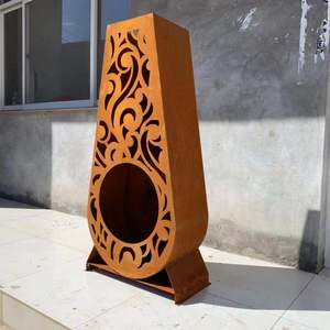 Cheminée et poêle d'intérieur autoportants en acier Corten pour brûlage de bois, et cheminées et poêles d'extérieur en acier Corten pour brûlage de bois - Product Image 1