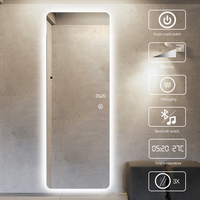 Espejo de cuerpo entero rectangular LED moderno iluminado, espejo de pie grande con interruptor táctil inteligente para sala de estar y decoración del hogar