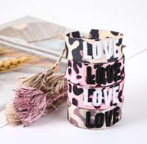 Qiuhan Women's LOVE Woven Fabric <strong>Wristband</strong> Creative Three-Dimensional Embroidered Letters Fashion Wrap Bracelets Friendship - Product Image 6