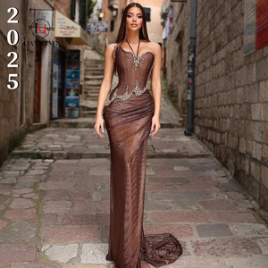 LM A809 Fashionable Shiny Female Elegant Luxury <strong>Sequins</strong> Mermaid Sweetheart Beauty Pageant <strong>Off</strong> Shoulder Party Evening Dress - Product Image 1
