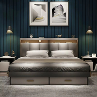 Cadre de lit mural en bois de luxe moderne JY-B423 solide léger hydraulique Queen King Size Support intelligent de rangement intelligent pliable