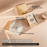 Palette de fards à paupières vide rechargeable, autocollante, couleur unie, carrée, avec couvercle transparent, cadre doré, en ABS, personnalisable avec logo, emballage cosmétique OEM