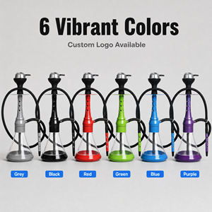 <span class=keywords><strong>Narghilè</strong></span> di Lusso Portatile in Lega di Alluminio Laccato con Logo Personalizzato, Set Shisha a Un Tubo con Braciere in Vetro e Tubo - Ingrosso Completo - Product Image 6