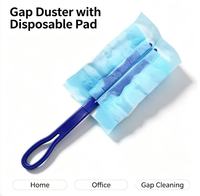 Plumeau magique à manche rose, brosse de nettoyage plate en fibres douces avec recharges pour la maison, le bureau et le dépoussiérage domestique