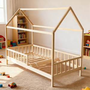 Letto a casetta in legno Montessori per bambini con sponde di sicurezza - Product Image 2