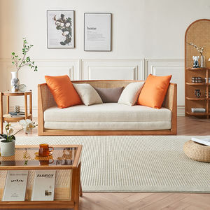 Canapé-lit de salon <span class=keywords><strong>Bali</strong></span> asiatique de style japonais moderne avec cadre en bois massif et rotin canapé-lit rond de forme bon marché pour hôtel et appartement - Product Image 6