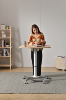 Mesa de conferencias multifuncional móvil con altura ajustable neumática y manual, con tapa abatible, para escuelas y universidades.