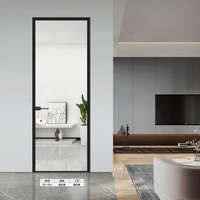 Porte à battant en aluminium robuste avec cadre en aluminium, verre trempé double vitrage, étanche, insonorisée, pour salle de bain, entrée de villa