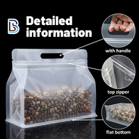 Lebei verpakking voedselveilige transparante staande pouch met ritssluiting en handvat, platte bodem pouch voor het verpakken van voedsel, fruit en noten