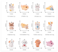 Niedliche Cartoon 3D Harte Massive Miniatur Beflockte Tiere Kleine Harz-Hunde-Katzen-Bären-Figuren Lehrreiches Spielzeug für Kinder