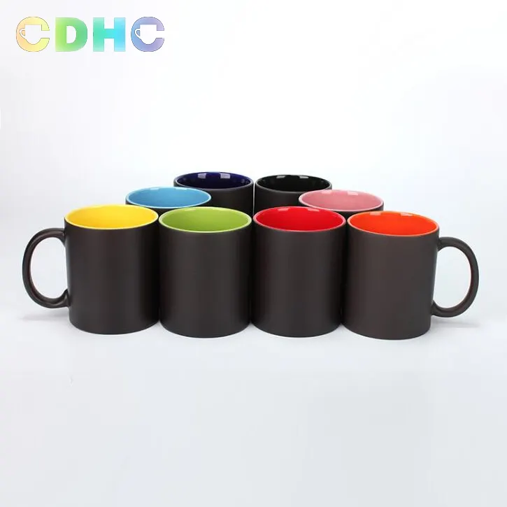 Tazas de cerámica coloridas con mango, tazas mágicas que cambian de color, 11oz, tazas en blanco de sublimación, tazas de café