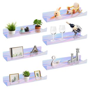 Estante acrílico de montaje en pared Beige resistente de 15 pulgadas estante decorativo flotante para plantas registros baño sala de estar almacenamiento - Product Image 3