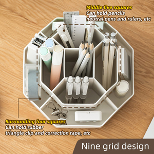 OEM ODM Porte-crayon de bureau portable à neuf grilles Porte-stylo rotatif de grande capacité pour étudiant - Product Image 5