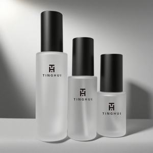 ขวดแก้วปั๊มโลชั่นแบบพ่นฝอยละเอียด สีดำด้านหรูหรา ขนาด 20/30/40/50/60/80/100/120 มล. สำหรับบรรจุภัณฑ์เครื่องสำอางบำรุงผิว - Product Image 1