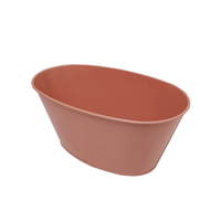 Seau en métal Baignoire ovale Pot de fleur enduit de poudre Peinture pour enfants Kit de plantes et de fleurs Pot de jardinage