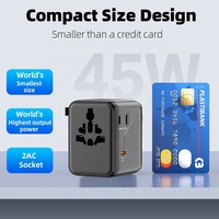 Worldplug PD 45W Adaptador de enchufe internacional eléctrico Enchufe Adaptador de corriente de viaje universal en todo el mundo Cargador con 2AC