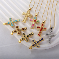 Nouveau Collier Croix Émaillée Plaqué Or 18K de Haute Qualité, Pendentif Religieux Texturé Martelé, Charm Catholique Coloré