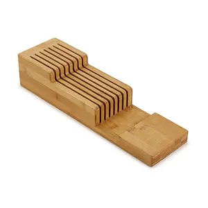 couteaux de cuisine Custom bamboo universal knife block stand storage organizer kitchen utensils wooden knife holder with slots