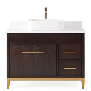 <span class=keywords><strong>Mueble</strong></span> de <span class=keywords><strong>Baño</strong></span> Moderno Vintage con Lavabo Individual, Ecológico, Duradero, con Superficie de Mármol Artificial, de 42 Pulgadas, con Base - Product Image 4