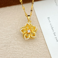 Collier Jeutelis en Cuivre avec Fidget Spinner Fleur pour Femme - Pendentif Rotatif Anti-Stress en Forme de Fleur avec Chaîne
