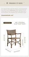 Fauteuil en rotin naturel tissé à la main avec coussin, chaise de salle à manger côtière, mobilier d'appoint bohème pour l'Australie semi-extérieur, café