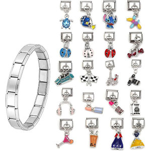 Italian Charm Bracelet Zinc Alloy Unisex Cartoon Pendant Fashion Accessory - Product Image 1