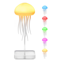 Lampe Méduse Flottante RGB à Capteur, Commande Vocale, Rechargeable USB, Veilleuse à Intensité Variable, Aide au Sommeil, Ambiance Chambre