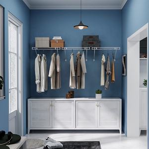 Wall Mounted Wire Shelf Clothes Rod Closet Organizer Adjustable Carbon Steel Garment <b>Rack</b> Storage - Product Image 6