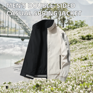เสื้อแจ็กเก็ตขนเป็ดแบบหลวมสำหรับผู้ชายปกกะลาสีสองด้านสำหรับฤดูใบไม้ผลิฤดูใบไม้ร่วงโลโก้หน้าแบบลำลองแฟชั่นแห้งเร็ว - Product Image 2