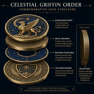 Moneta Commemorativa Personalizzata 3D ad Alto Rilievo, Ordine Grifone Celeste, Finitura Anticata, Moneta Commemorativa, Regalo Souvenir, Vendita all'Ingrosso Diretta dalla Fabbrica - Product Image 5