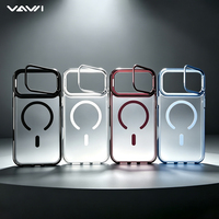 VAWI B521 Étui de luxe transparent en acrylique rigide magnétique pour objectif d'appareil photo, compatible iPhone 18 Pro 17 Pro Max, coque antichoc transparente