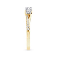 Bague de fiançailles en or massif 10K/14K/18K avec trois diamants de laboratoire pavés, taille ronde, 2 carats, certifiée IGI, personnalisable CVD/HPHT